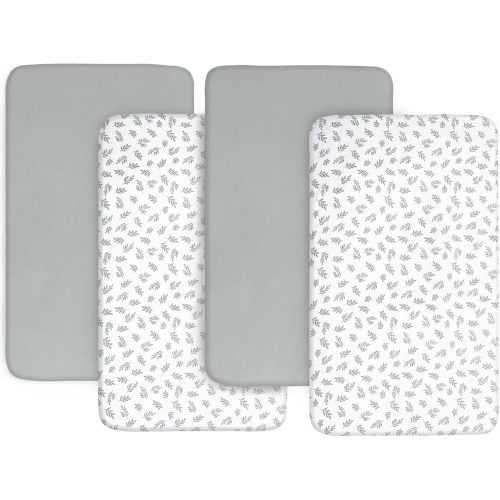 Shop by Brand/Model - Bassinet Sheet, 4 Pack, Ultra Soft & Skin-Friendly, Grey &Leaf