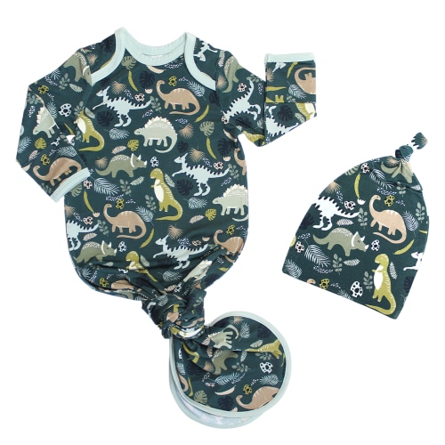 Prehistoric Friends Dinosaur Bamboo Gown and Hat Newborn Baby Gift Set