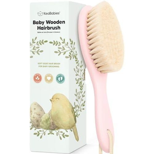 Wooden Baby Hair Brush for Toddler, Infant Cradle Cap (Blush, Regular)