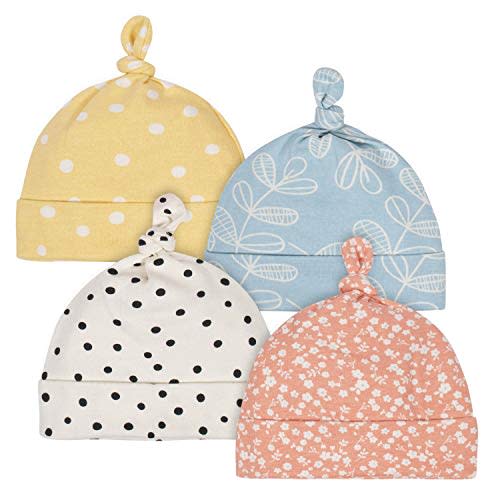 Grow by Gerber Baby Girls 4-Pack Caps