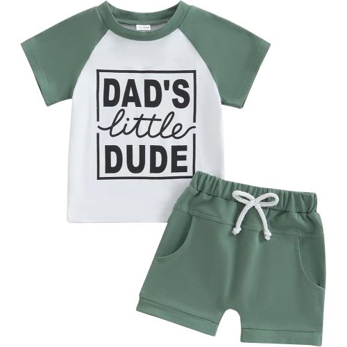 MoZiKQin Baby Boy Summer Clothes Cute Letter Print Short Sleeve Tshirt and Shorts Set Toddler Summer Outfits for boys