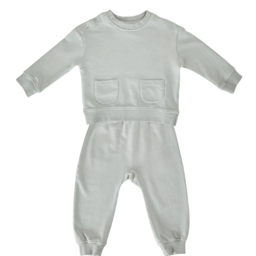 French Terry Matching Set in Soft Sea 0-3M