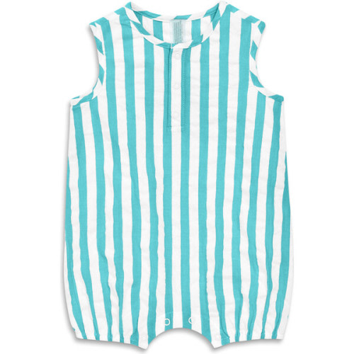 Baby Henley Tank Shortie In Seersucker Stripe, White Coast Stripe - Primary | Maisonette