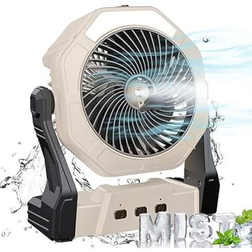 Ausic Portable Misting fan, 8-Inch Cooling Mist Fans, 10000mAh USB Rechargeable Battery Powered Fan with Mister, 250mL Water Tank & LED Lantern, for Home Desk, Bedroom, Office, Outdoor&Indoor Use