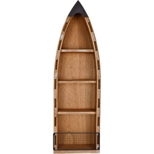 Wood Hanging Boat Shelf Nautical 4-Tiered Shelves for Living Room Bathroom Bedroom - Beach Themed Decorative Bookcase Wooden Wall Art Ornament Display Shelf Rustic Coastal Home Decor