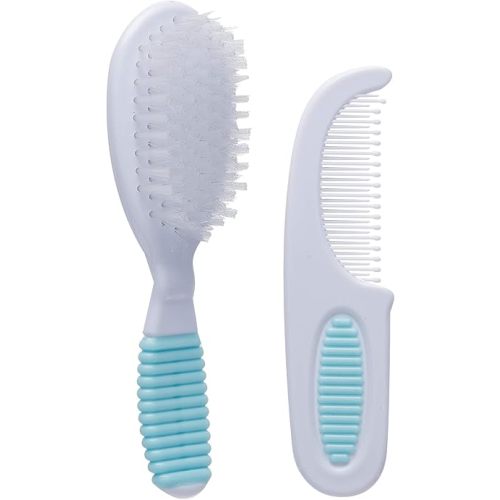 Nuby Comb and Brush Set Aqua, 2 Count (Pack of 1)
