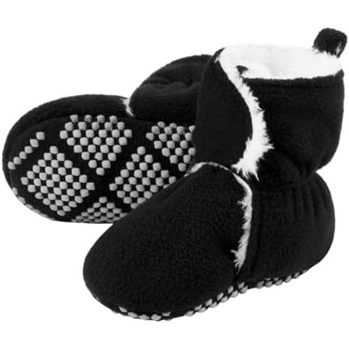 Pro Goleem Plush fleece Baby Booties, Warm Soft Baby Slippers, Stay On Sock Shoes, Easy to Put on, Cozy Non-Slip Adjustable Newborn Boots for Boys and Girls, Unisex Baby Gifts