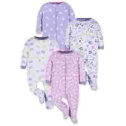 Onesies Brand Baby Girl's 4-Pack Cotton Sleep 'n Play Footed Pajamas, Newborn - 6/9 Months