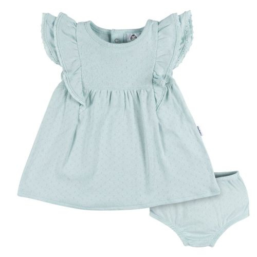 Gerber Baby Girls' Cotton Dress & Diaper Cover Set - Aqua Blue - 6-9 Months - 2-Piece