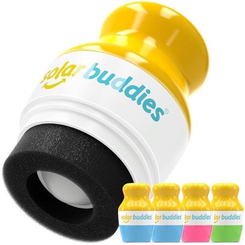 Solar Buddies Sunscreen Applicator - 2x Blue, Pink & Green - BPA-Free Refillable Roll on Sponge Sunscreen, Suncream & Lotion Applicator For Kids & Adults - Holds 3.4fl oz, Perfect Size for Travel