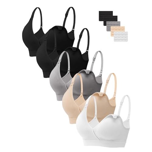 HBselect Nursing Bras for Breastfeeding, Seamless V Neck Maternity Bra Wireless Women Pregnancy Postpartum Bra Sleep Bralette
