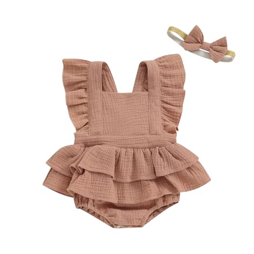 Ursobutegl Newborn Baby Girl Romper Dresses Dot Sleeveless Ruffled Tutu Skirts Jumpsuit Bodysuit Onesie Summer Clothes