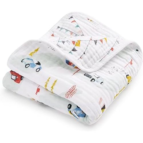 aden + anais Essentials Cotton Muslin Dream Blanket, Perfect for Babies, Infants and Toddlers, Crib Blanket, Nursery Essential, Vintage Car Rally