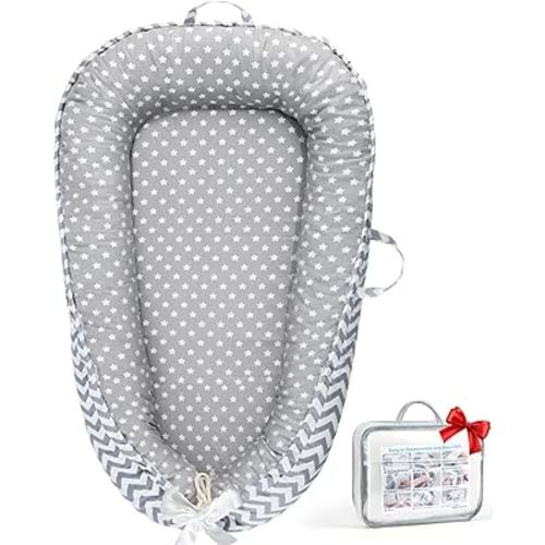 Baby Lounger - Baby Lounger for Newborn 0-24 Months, Breathable Pure Cotton Baby Nest Lounger Cover, Baby Registry Newborn Essentials Gifts, Portable Floor Tummy Time Lounger for Home & Travel