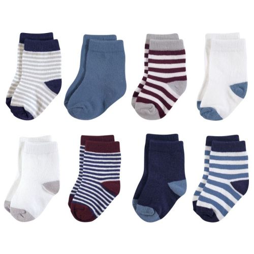 Touched By Nature Baby Boy Organic Cotton Socks, Burgundy Navy, 0-6 Months