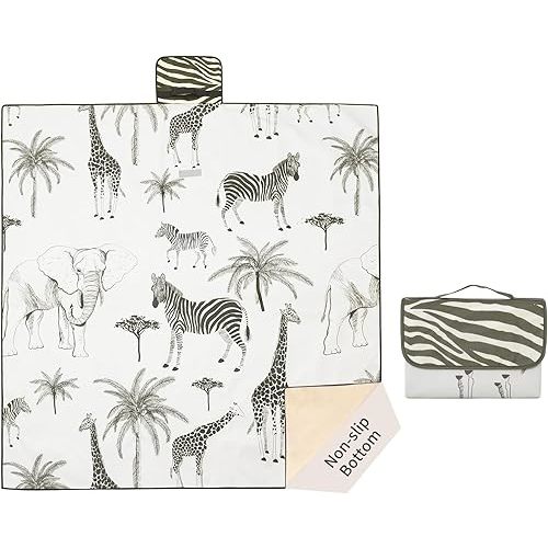 Insular Baby Splat Mat for Under High Chair/Arts/Crafts, Anti Slip and Waterproof Splash Mat for Floor, Portable Picnic Mat, 51x51 Inch, Safari