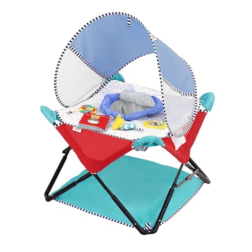 Bright Starts Pop 'N Jump Portable Activity Jumper, Indoor/Outdoor Use, Sweet Treats with 4 Sensory Toys, Ages 6-12 Months