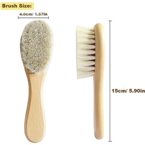 Wooden Baby Hair Brush for Newborns & Toddlers, Super Soft Goat Bristles Hair Brush, Toddler Hair Brush,Ideal for Cradle Cap, Perfect Baby Registry Gift - 1PCS