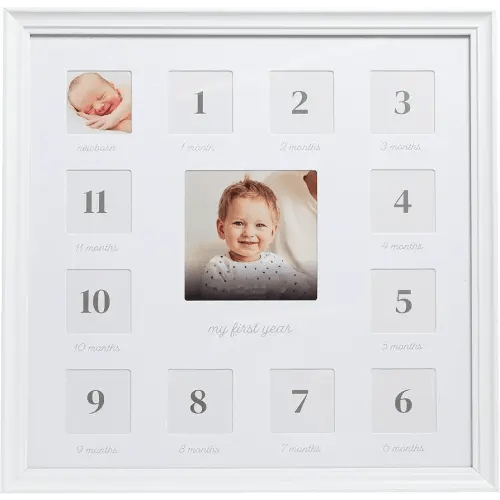 My First Year Frame, Baby's First Twelve Months Photo Collage and Gender Neutral Keepsake, Ideal for Baby Shower, New Mom Gift and Nursery Décor
