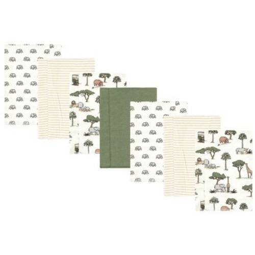 Hudson Baby Cotton Flannel Burp Cloths, Going On Safari 7-Pack, One Size