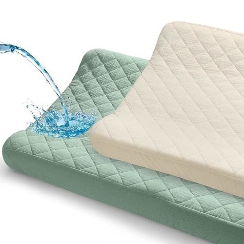 Waterproof Changing Pad Cover, 2 Pack, Muslin - 100% Cotton