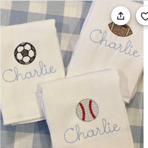 Sports Monogrammed Burp Cloth - 3 Pack