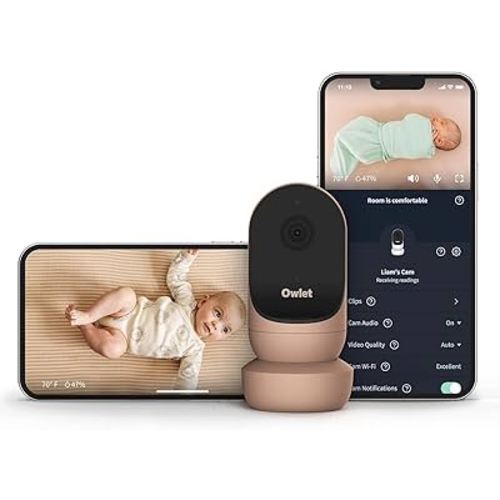 Owlet Cam 2 - Smart Baby Monitor Camera - Stream Secure HD Video and Audio with Night Vision, 4X Zoom, Wide Angle View and Sound, Motion and Cry Notifications - Dusty Rose