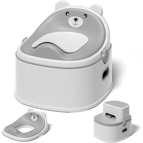 3-in-1 Toddler Potty Training Toilet for Boys & Girls - Convertible Potty Chair with Step Stool for Toddlers 1-3, Anti-Slip Design Toddler Toilet Seat - Removable & Easy to Clean