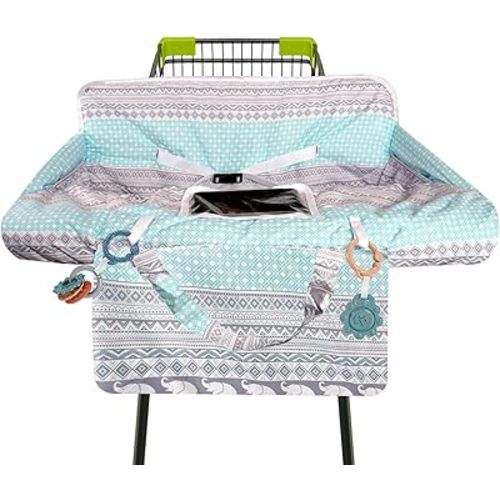 Shopping Cart Cover for Baby 2-in-1 High Chair Cover with Safety Harness Multifunctional Dinosaur Pattern Cart Covers for Babies Soft Padded Grocery Cart Cover for Baby Boy Girl