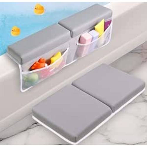 Baby Bath Kneeler and Elbow Rest Pad Set - Baby Bath Support for Knees and Elbows - Bath Kneeler Pad with Memory Foam and Bath Toys Organizer - Ideal Bath Kneeling Pad for Bathing Baby - Grey - Please Select