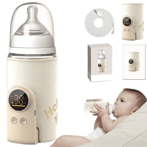 2025 Upgrade Portable Bottle Warmer for Travel,6 Temp Milk Warmer with Smart Temperature Control & Night Light,Rapid Warming,Long-Lasting Warming up to 5-8H,for Breast Milk