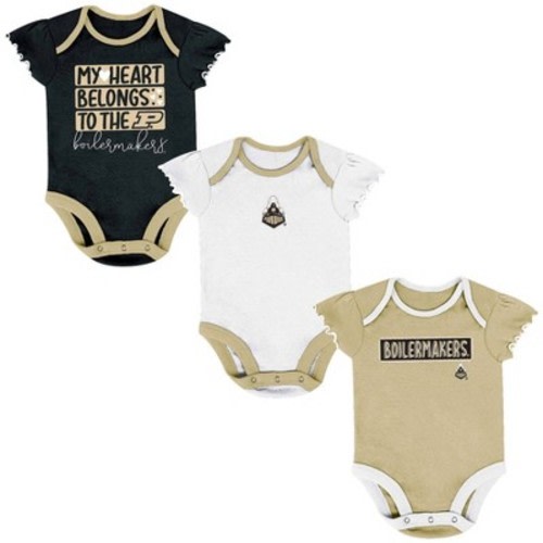 NCAA Purdue Boilermakers Infant Girls' 3pk Bodysuit Set, Size: 0-3M