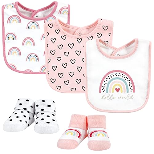 Hudson Baby Unisex BabyCotton Bib and Sock Set