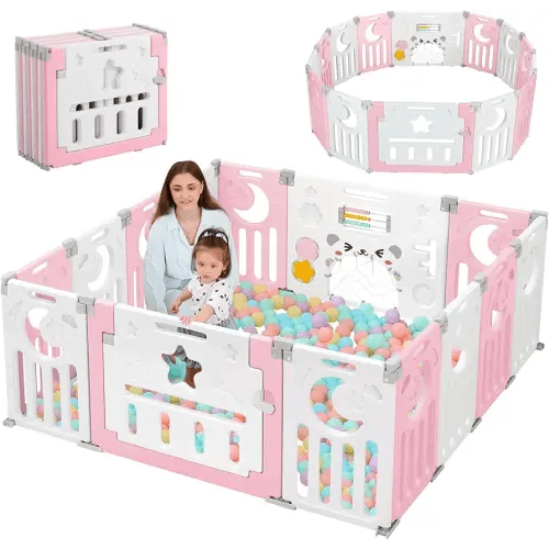 Baby Playpen, Dripex Foldable Playpen for Babies and Toddlers, 60x60 inches Baby Fence Play Area, Custom Shape Baby Play Pen, Easy Assemble and Storage, Play Yard for Babies Safety