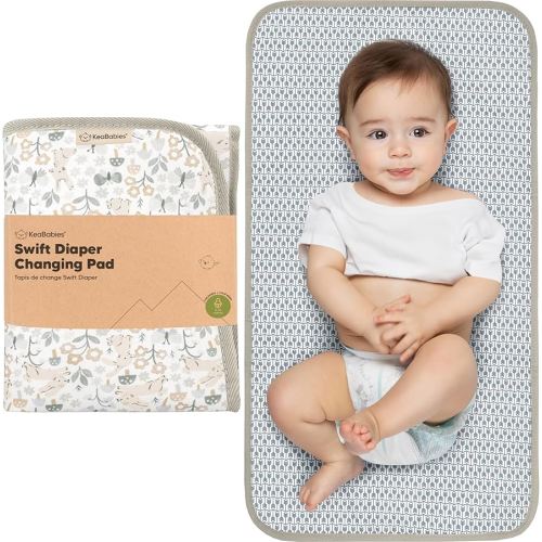 KeaBabies Portable Diaper Changing Pad, Easy Wipe Clean - Foldable Waterproof Baby Changing Mat for Diaper Bag, Compact, Lightweight, 25x13 Newborn, Infant, Baby Changer Travel Essential (Prairie)