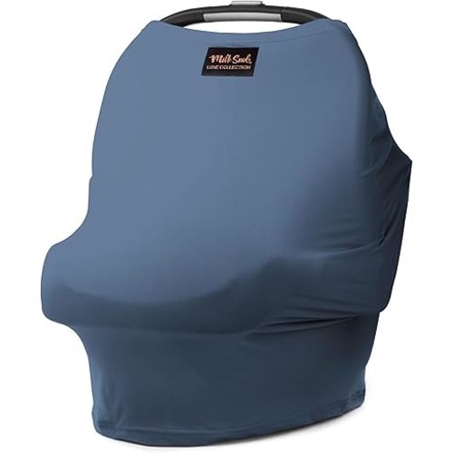 Milk Snob Original 5-in-1 Luxe Cover in Ocean Blue - Added Privacy for Breastfeeding, Baby Car Seat, Carrier, Stroller, High Chair, Shopping Cart, Lounger Canopy, Newborn Essentials, Nursing Top