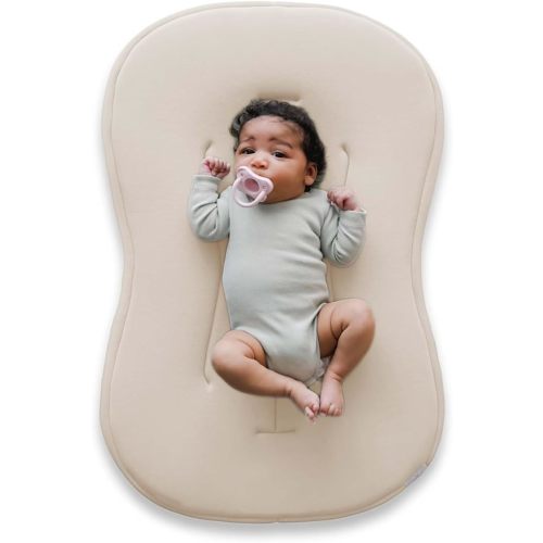 Snuggle Me® Baby Lounger Curve (0-6 Months) - Premium Organic Cotton with Foam Core, Machine-Washable Cover, Buttery-Soft & Breathable Infant Lounger with Travel Bag (30 in x 20 in x 1.9 in) - Natural