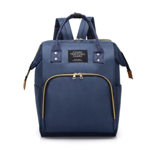 Generic Zipper Pockets Waterproof Stylish Backpack Diaper Bags, Dark Blue
