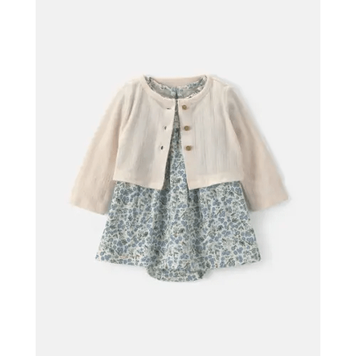 Baby Girl 2-Piece Floral Cardigan Dress Set - Blue | Carter's