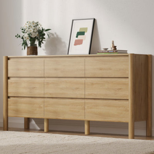 Hingham 63" W Dresser With 9 Drawers, Wood Chest Of Drawers For Bedroom, Living Room | Wayfair