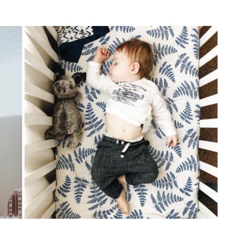 Shop Muslin Cotton Fitted Crib Sheets - Blue Fern - Margaux & May – Margaux & May™