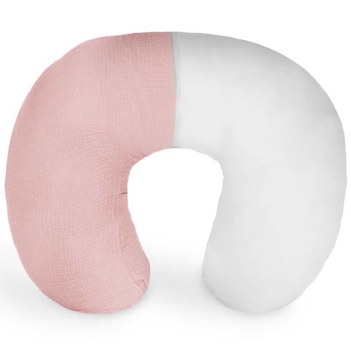 Nursing Pillow with Removable Muslin Cover,Nursing Pillows for Breastfeeding,Tummy time and Baby Sitting Support,Pink