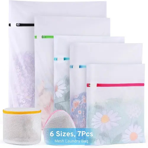 Upgraded 7 Pcs Mesh Laundry Bags for Delicates with Premium Zipper, Lingerie Bags for Washing Delicates, Travel Storage Organize Bag, Clothing Washing Bags for Blouse, Bra, Hosiery, Underwear