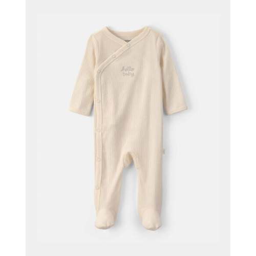 Baby 'Hello Baby' Cotton Sleep & Play Pajamas - Cream | Carter's