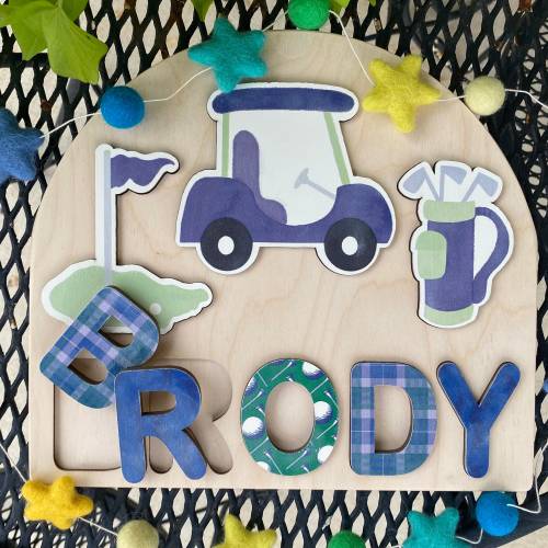 Golf Theme Wooden Name Puzzle | Personalized Name Puzzle | Wooden Name Puzzle | Personalized Gift for Kids | Gift Wrap