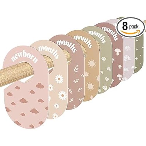 WSICSE Baby Closet Divider, Double-Sided Baby Clothes Organizer Nursery Decor Closet Dividers for baby Clothes 8 Designs from Newborn to 24 Month (Pastel