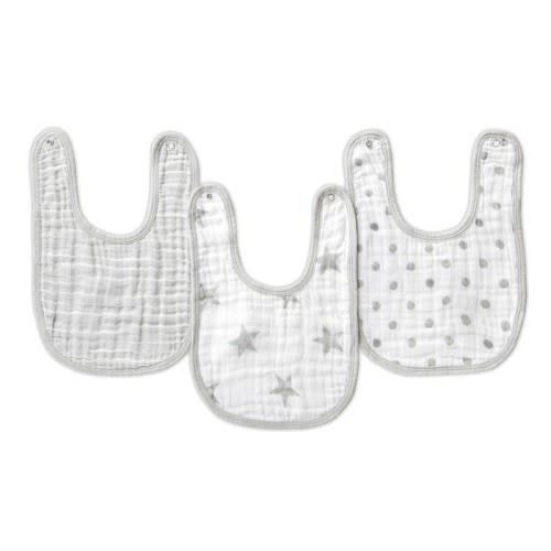 Dusty Cotton Muslin Snap Bib 3pk | aden + anais