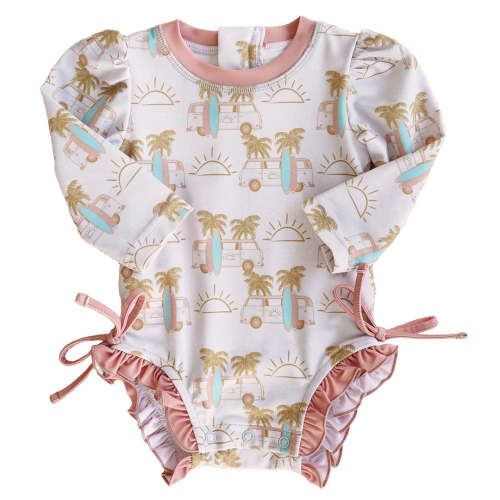 Long Sleeve Rash Guard With Ruffle Bottom | All Prints
