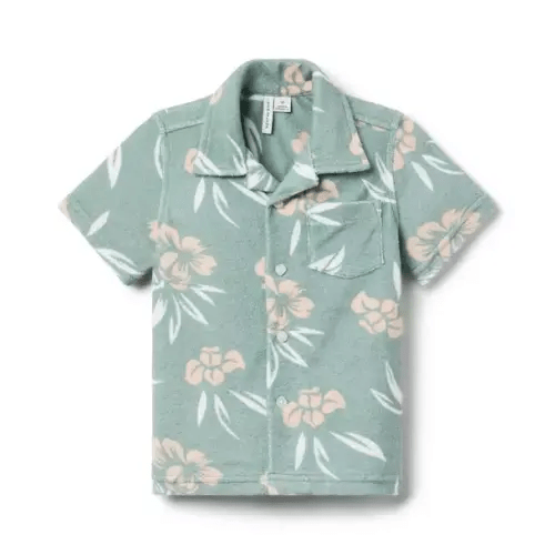 Boy Chaparral Green Tropical Floral The Terry Cabana Shirt by Janie and Jack