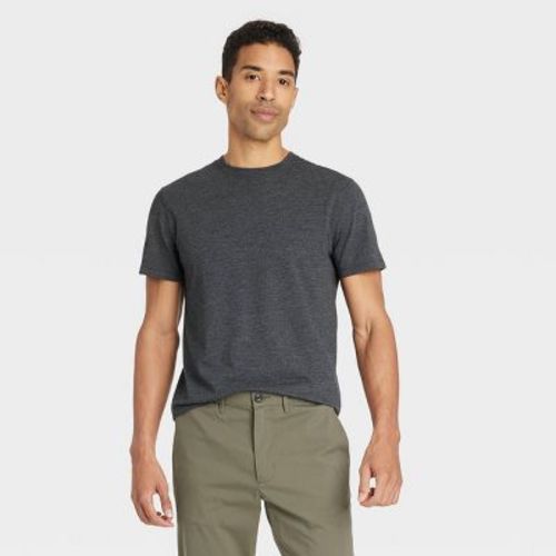 Men's Every Wear Short Sleeve T-Shirt - Goodfellow & Co™ Railroad Gray L: Crew Neck
